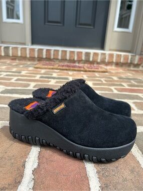 Rocket Dog Fran Black Suede Faux Shearling Clogs retro y2k 7